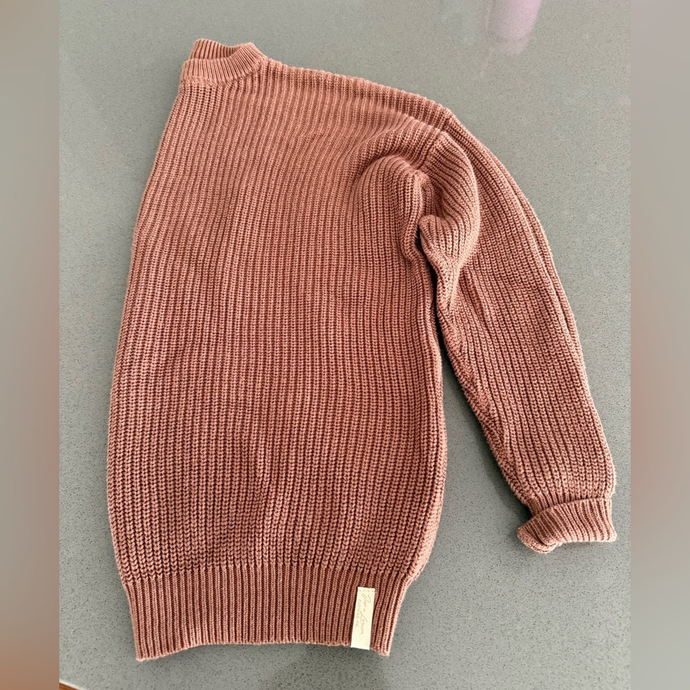 Crew Neck Ribbed Knit Sweater - Dusty Brown
